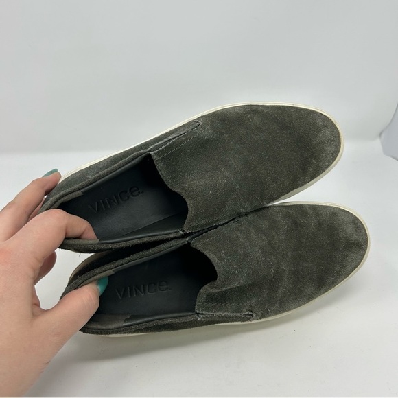 Vince Dark Green Suede Leather Slip On Comfort Platform Loafer Sneakers Size 6.5 - Picture 10 of 12